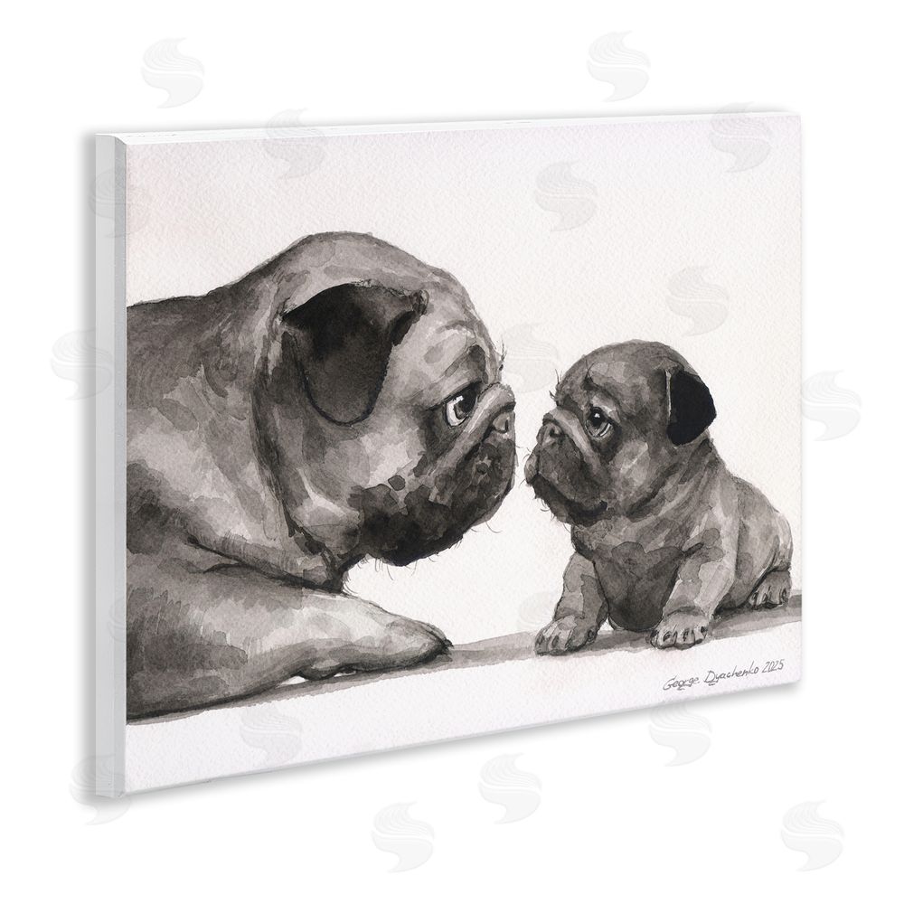 George Dyachenko Pug And Her Puppy Wall Plaque Art Print
