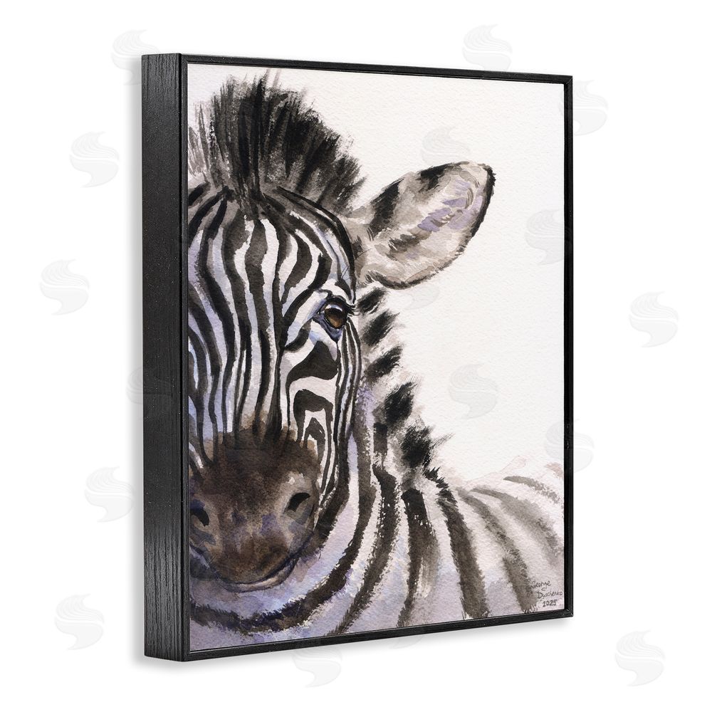 George Dyachenko Zebra Portrait on White Black Framed Giclee Wall Art Print