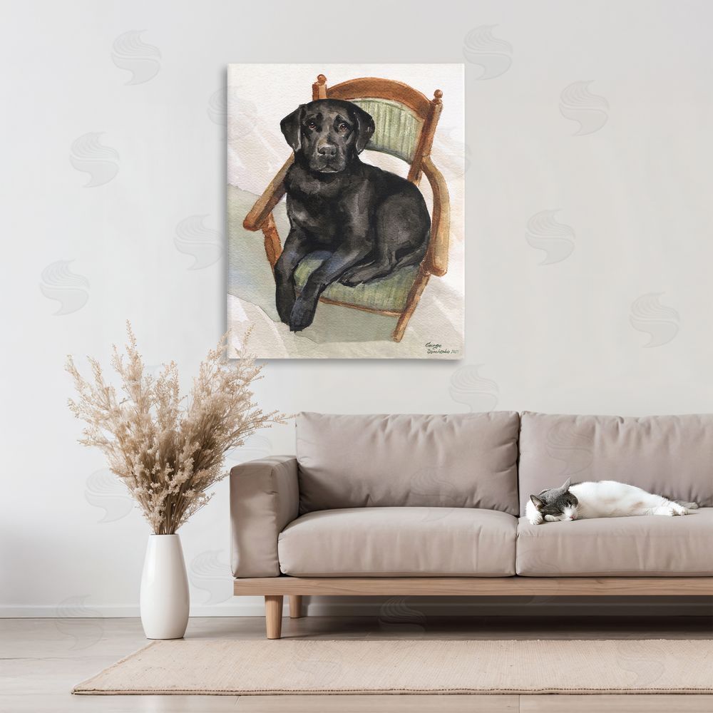 George Dyachenko Black Labrador On Chair 