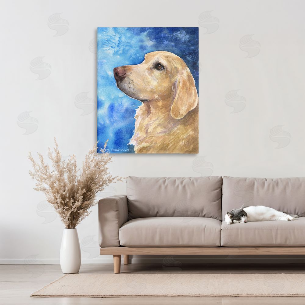 George Dyachenko Golden Retriever Portrait on Azure 