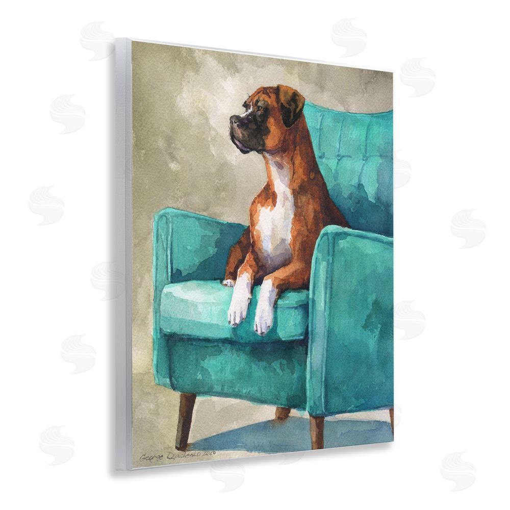 George Dyachenko Majesty Boxer on Armchair Wooden Wall Plaque Art Print