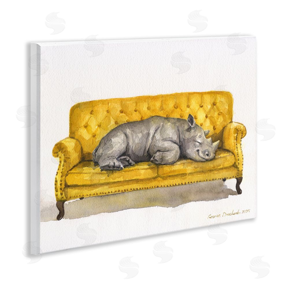 George Dyachenko Cute Rhino Resting Wall Plaque Art Print