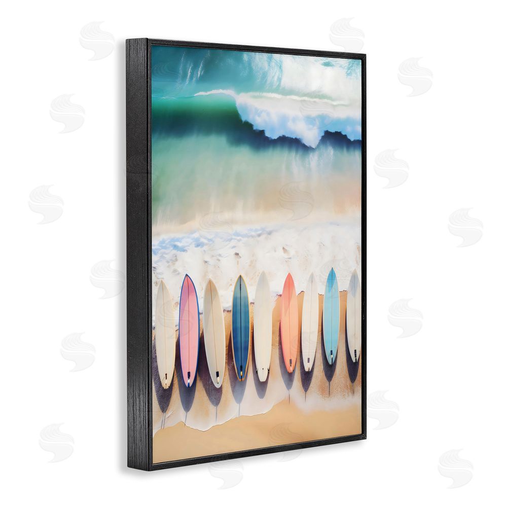 Creative Studio Aerial View Surfboards Shoreline Black Framed Giclee Wall Art Print