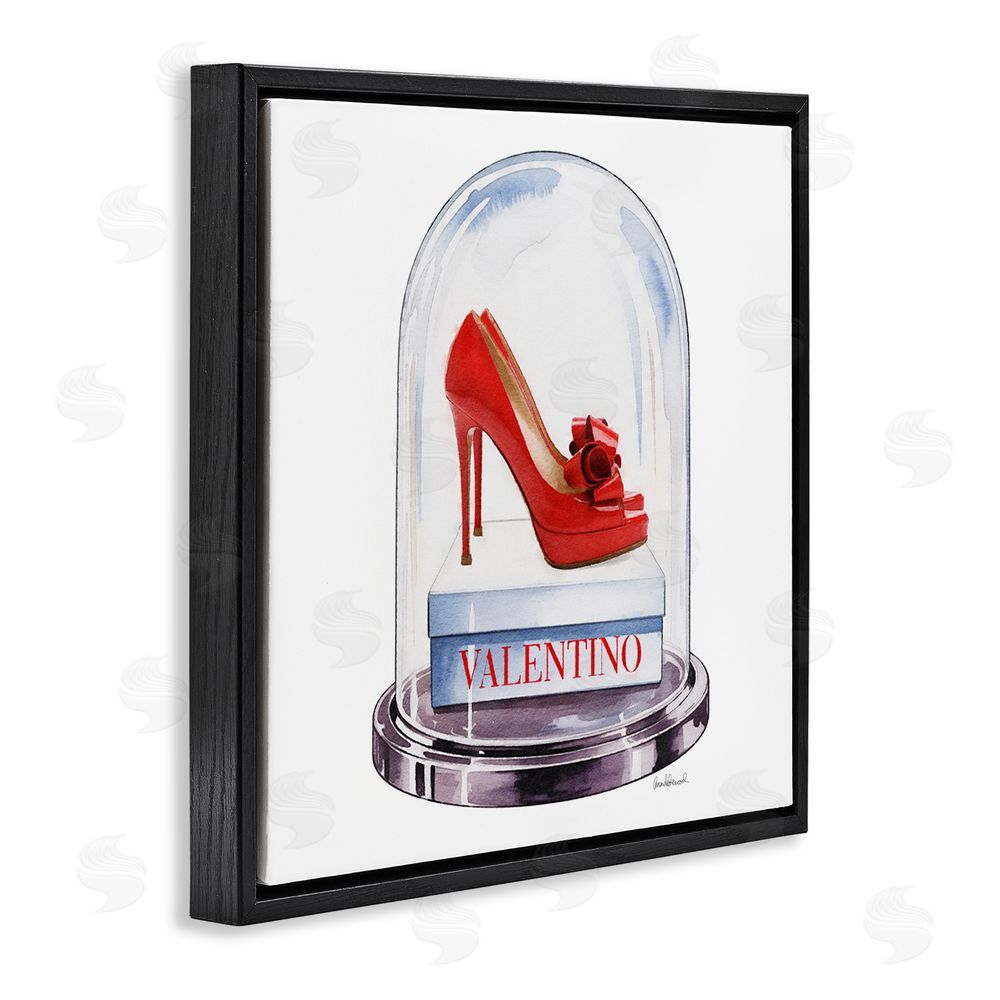 Amanda Greenwood Red Heels in Bell Jar Black Floating Frame Canvas Wall Art Print