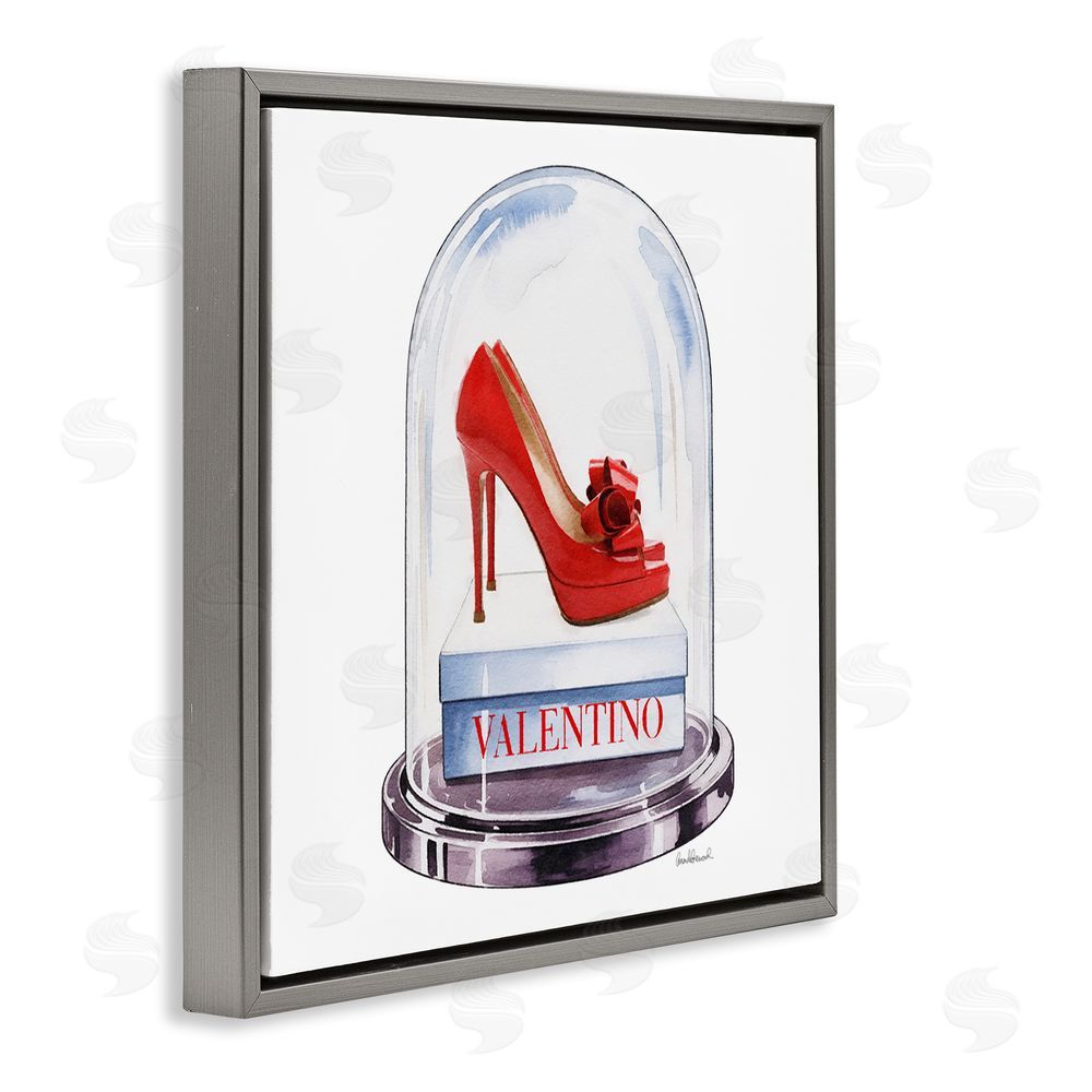 Amanda Greenwood Red Heels in Bell Jar Gray Floating Frame Canvas Wall Art Print