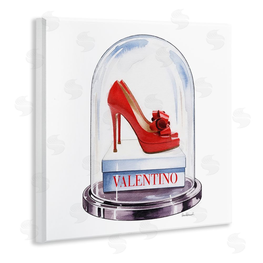 Amanda Greenwood Red Heels in Bell Jar Wooden Wall Plaque Art Print