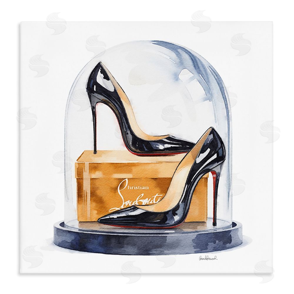 Amanda Greenwood Black High Heels Dome Stretched Canvas Wall Art Print