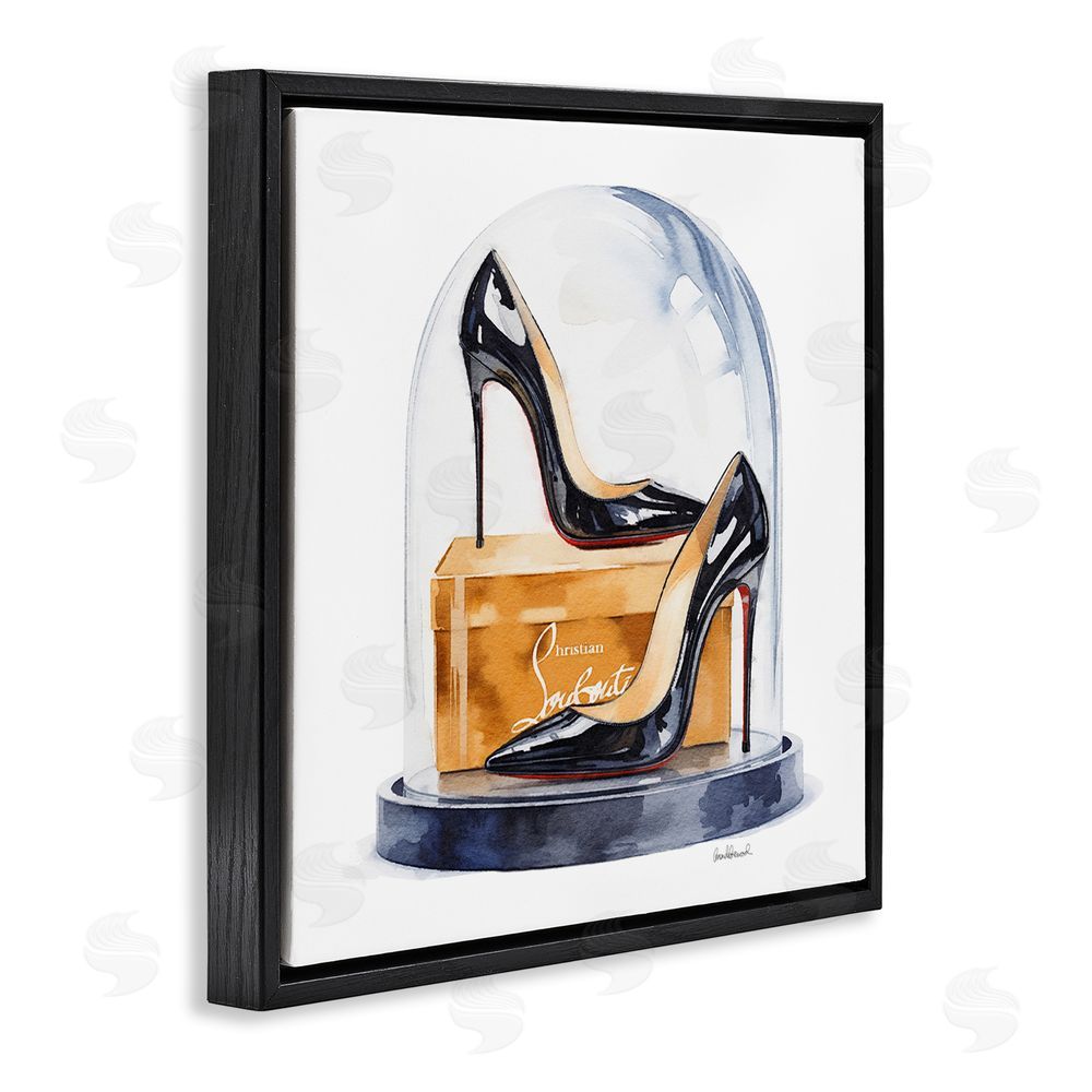 Amanda Greenwood Black High Heels Dome Black Floating Frame Canvas Wall Art Print