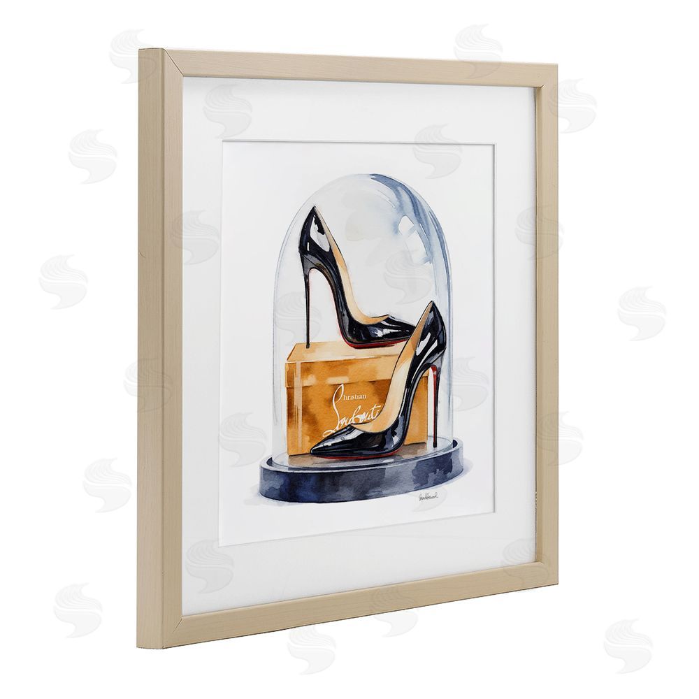 Amanda Greenwood Black High Heels Dome Brown Framed Print Under Glass Wall Art