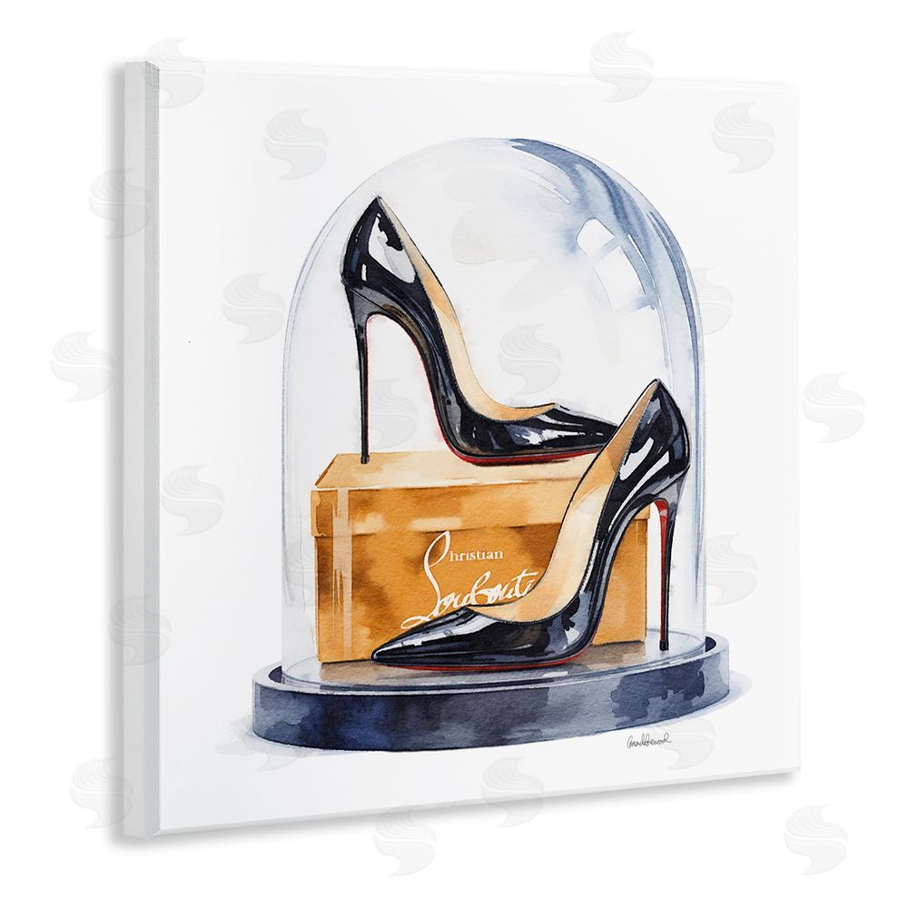 Amanda Greenwood Black High Heels Dome Wooden Wall Plaque Art Print