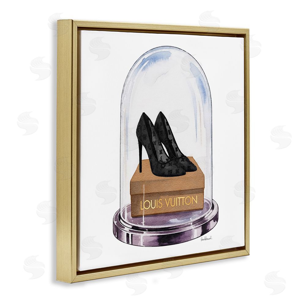 Amanda Greenwood Black Heels in Bell Jar Gold Floating Frame Canvas Wall Art Print