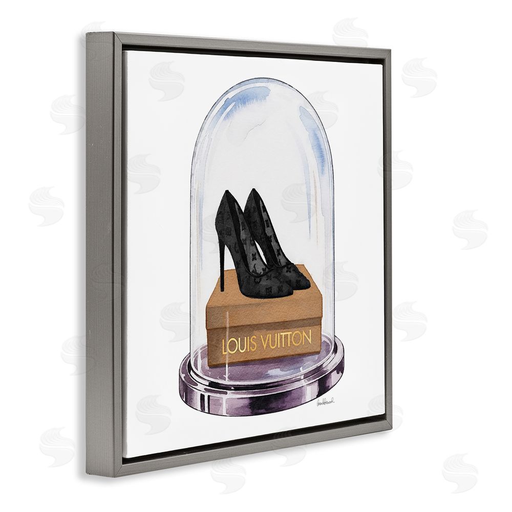 Amanda Greenwood Black Heels in Bell Jar Gray Floating Frame Canvas Wall Art Print