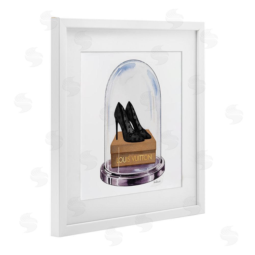 Amanda Greenwood Black Heels in Bell Jar White Framed Print Under Glass Wall Art