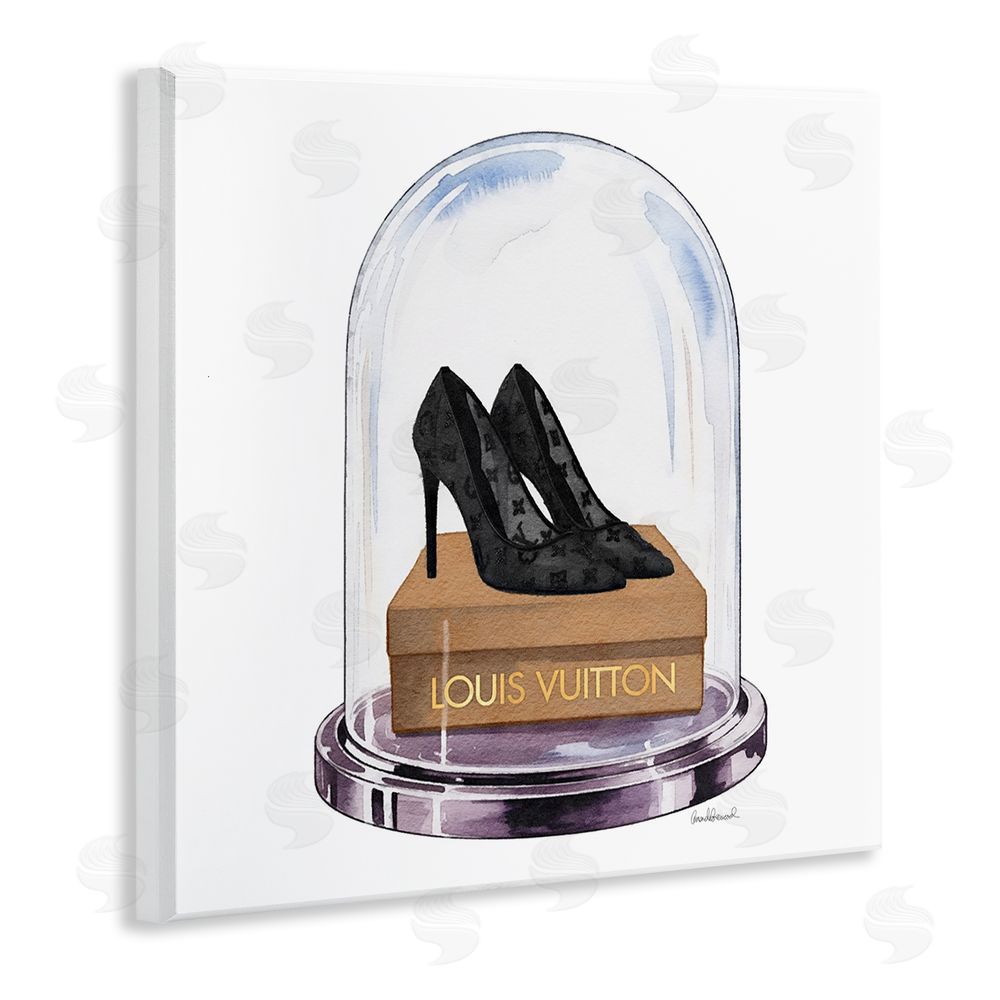 Amanda Greenwood Black Heels in Bell Jar Wooden Wall Plaque Art Print