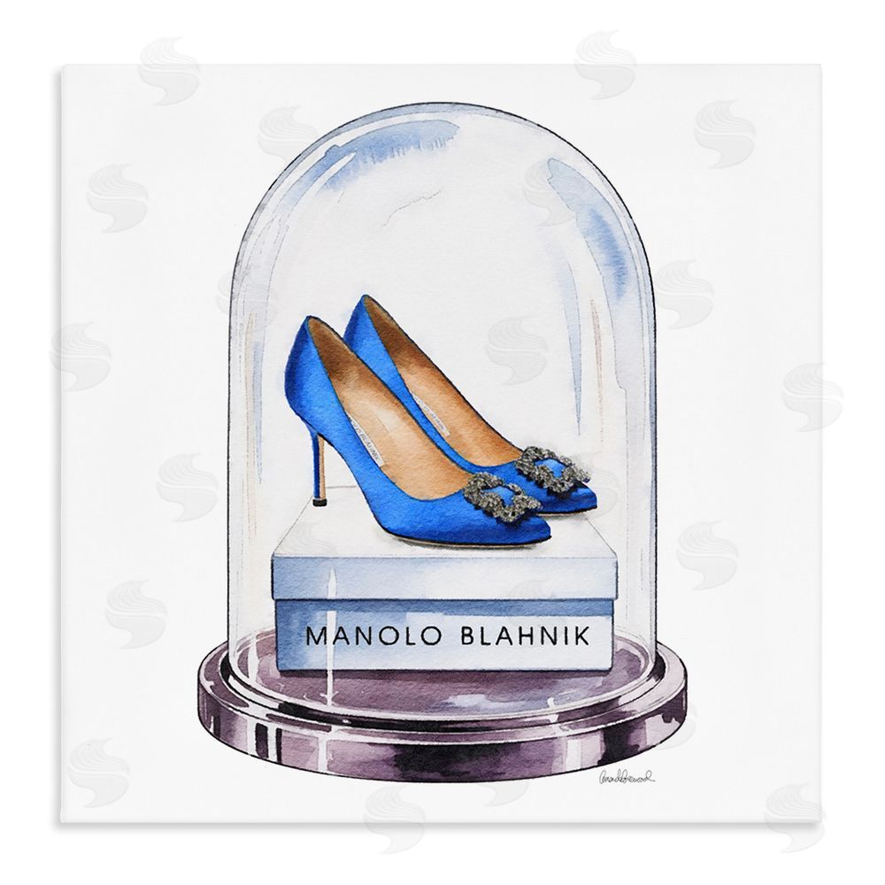 Amanda Greenwood Blue Heels in Bell Jar Stretched Canvas Wall Art Print