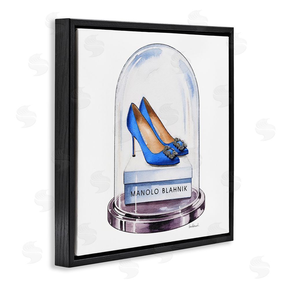 Amanda Greenwood Blue Heels in Bell Jar Black Floating Frame Canvas Wall Art Print
