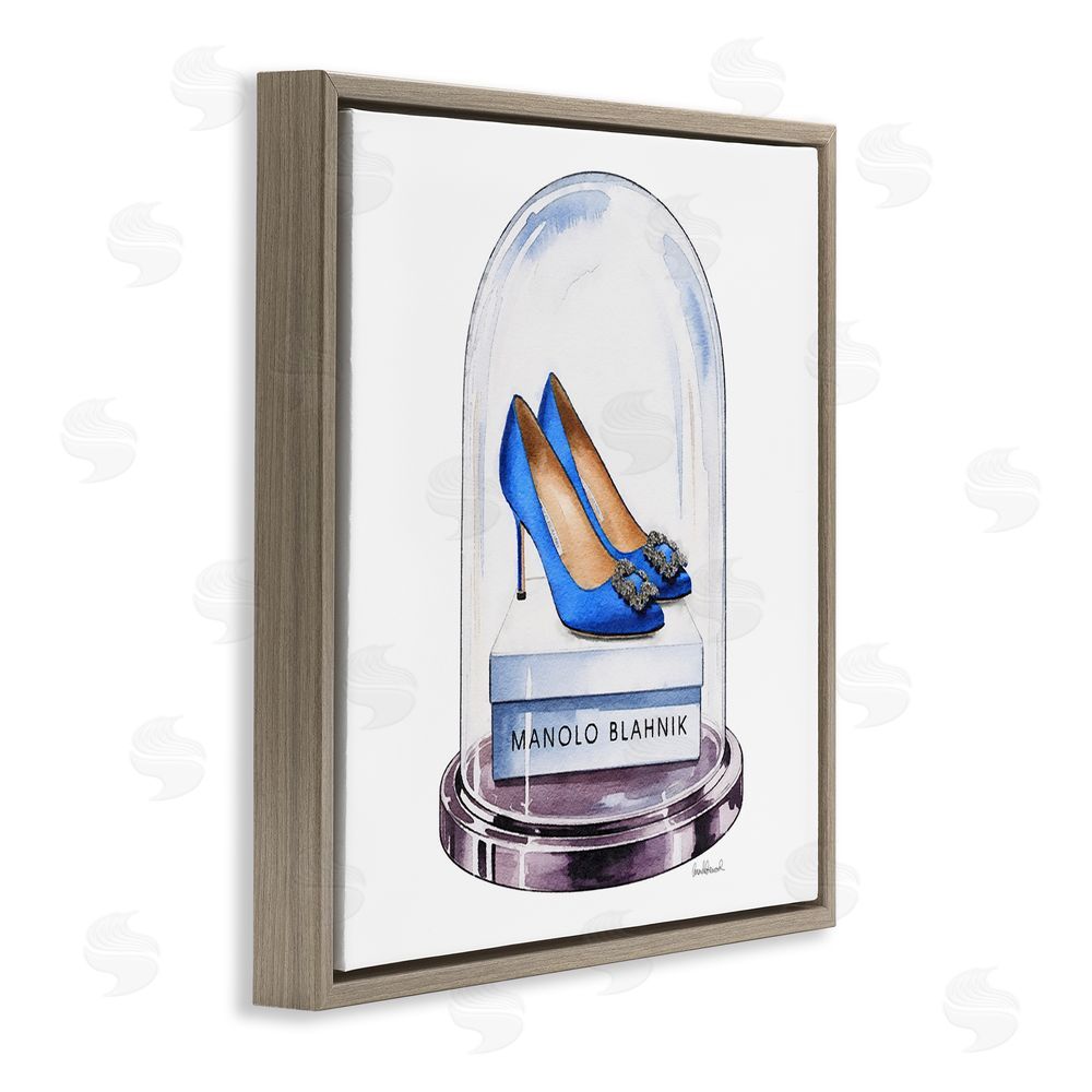 Amanda Greenwood Blue Heels in Bell Jar Brown Floating Frame Canvas Wall Art Print