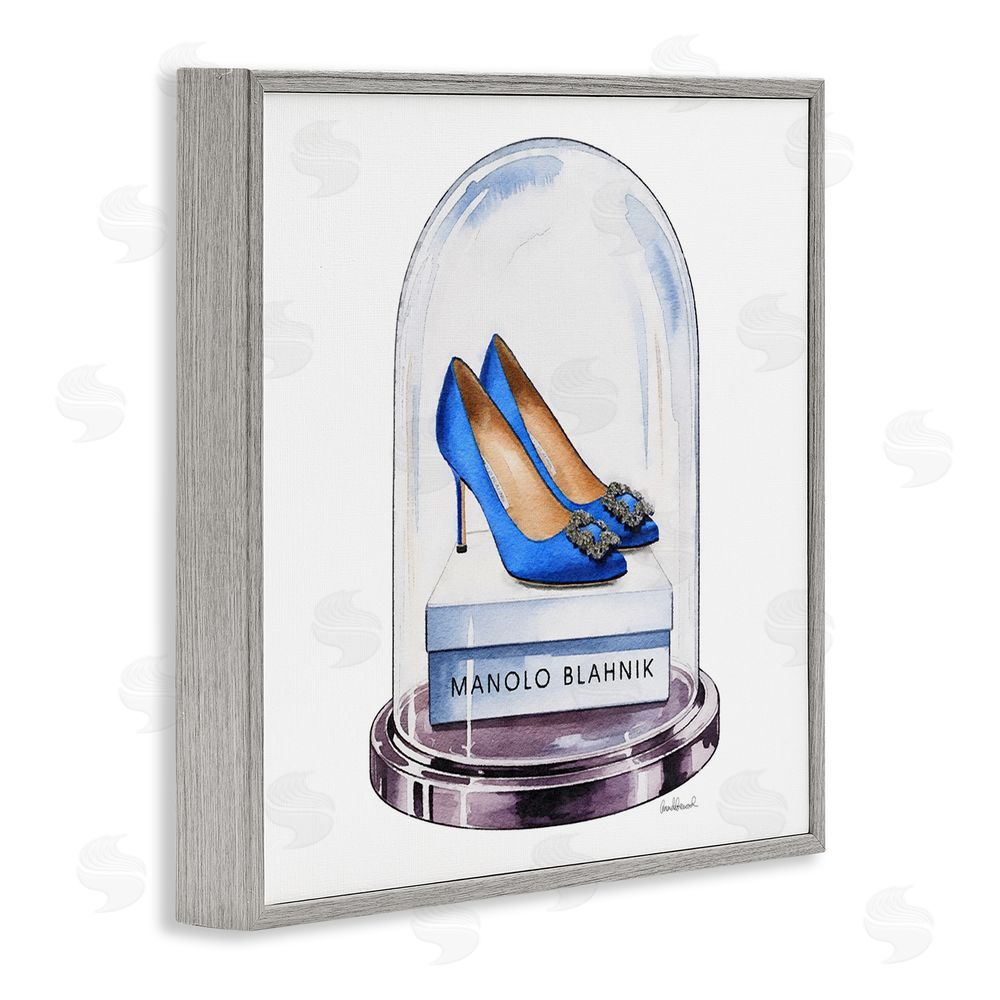 Amanda Greenwood Blue Heels in Bell Jar Gray Framed Giclee Wall Art Print