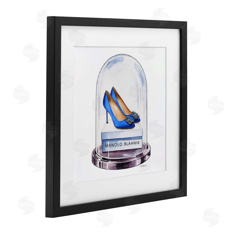 Amanda Greenwood Blue Heels in Bell Jar Black Framed Print Under Glass Wall Art