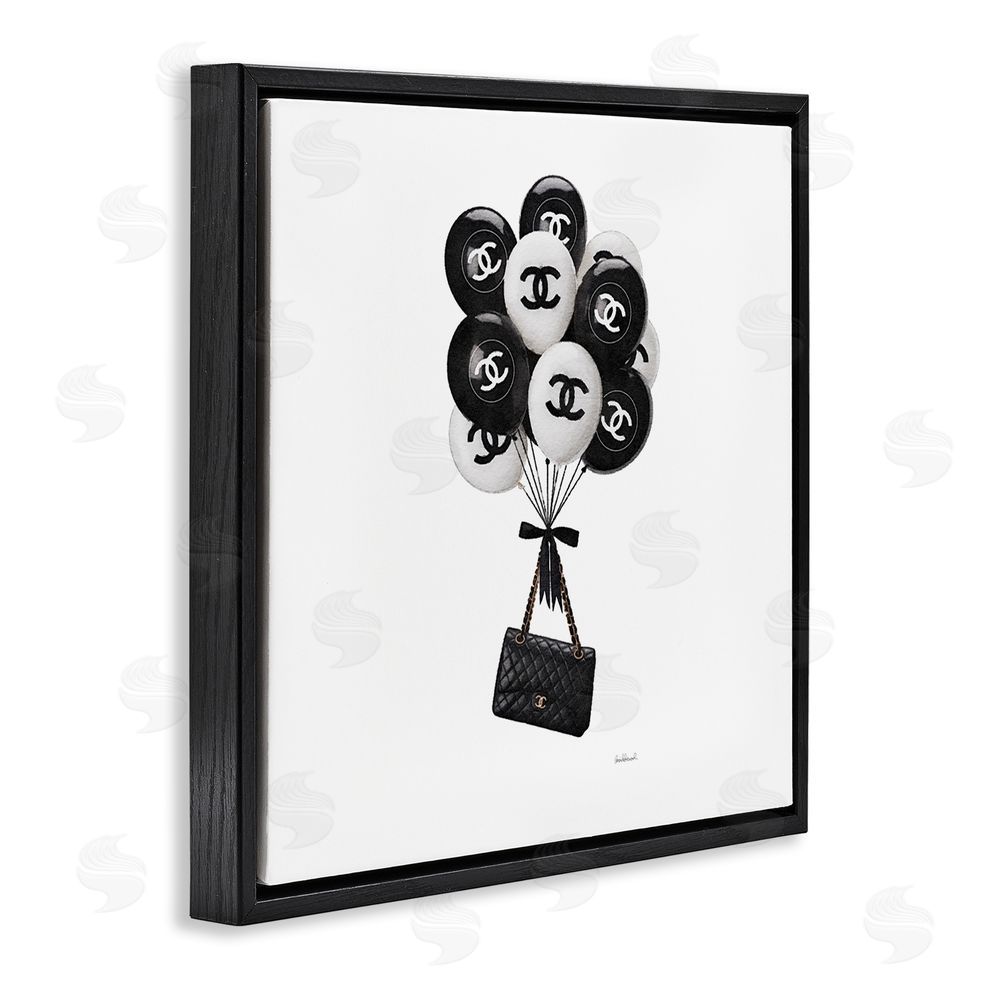 Amanda Greenwood Chic Balloons & Purse Black Floating Frame Canvas Wall Art Print