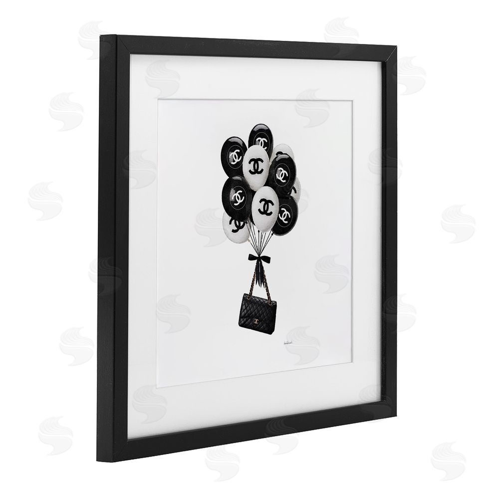 Amanda Greenwood Chic Balloons & Purse Black Framed Print Under Glass Wall Art