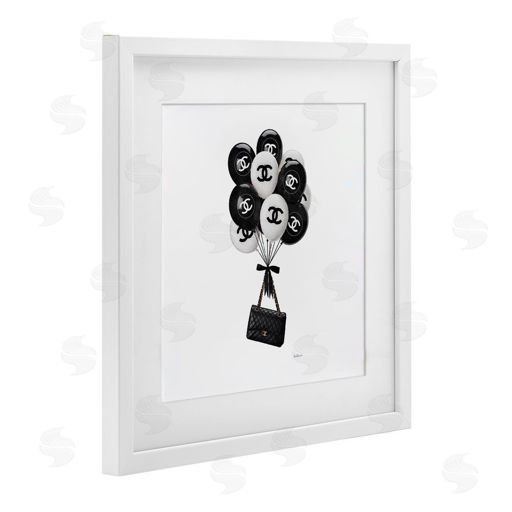 Amanda Greenwood Chic Balloons & Purse White Framed Print Under Glass Wall Art