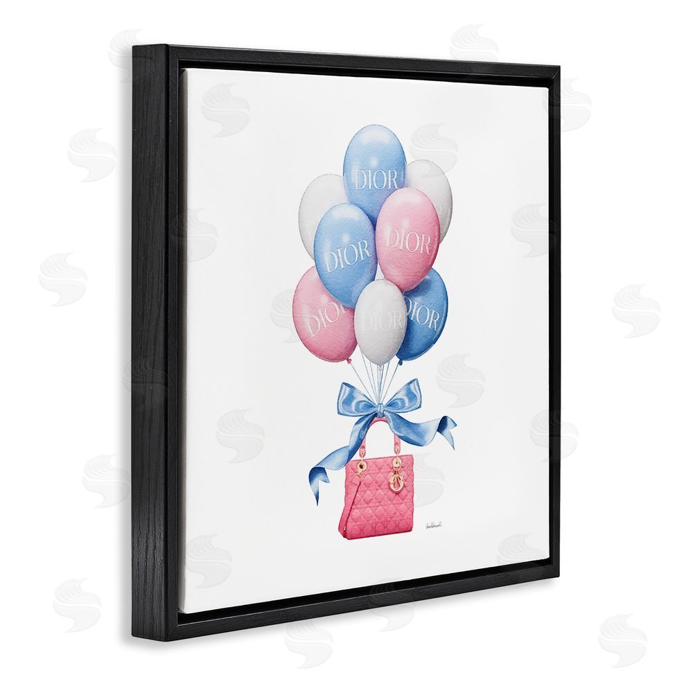 Amanda Greenwood Pink & Blue Handbag Balloons Black Floating Frame Canvas Wall Art Print