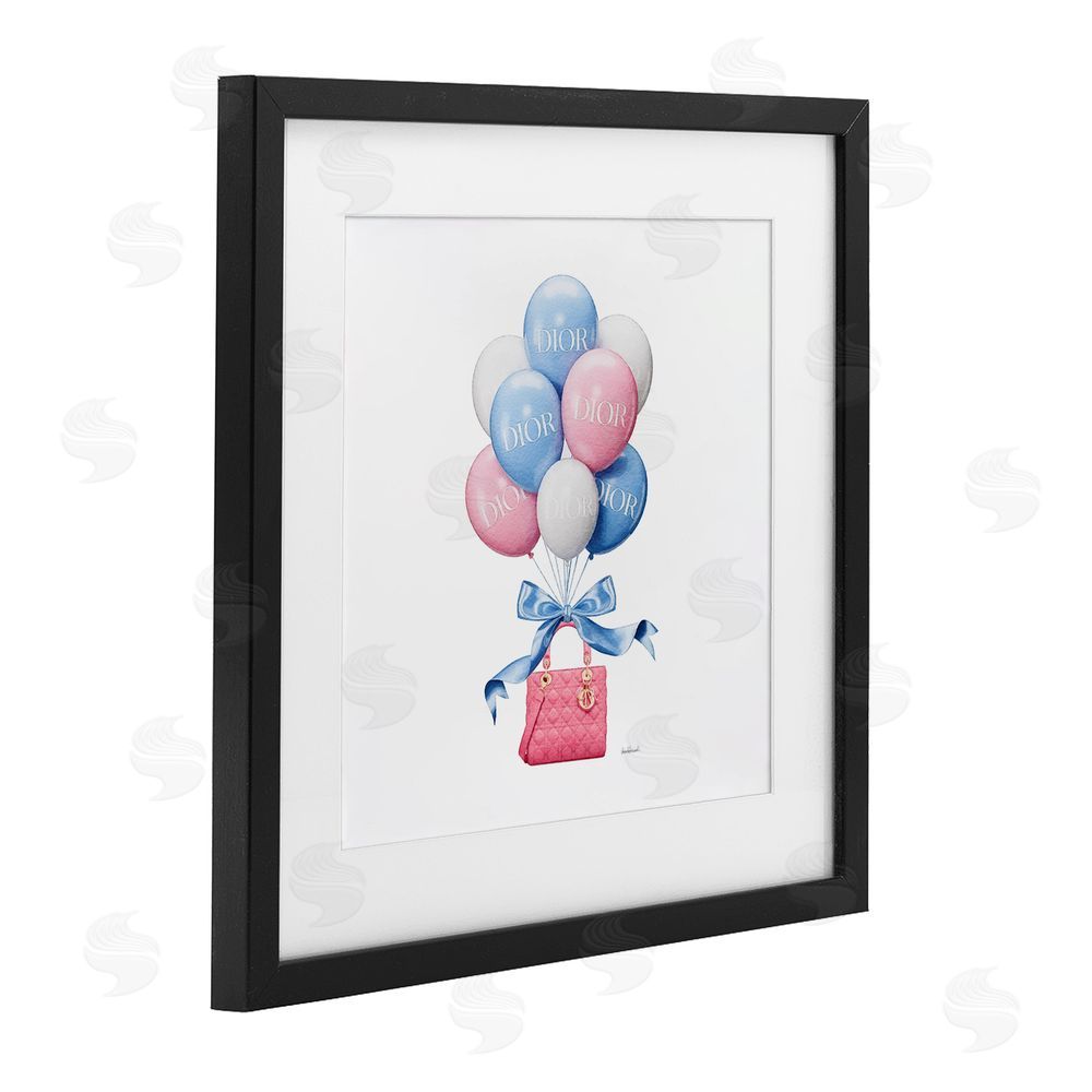 Amanda Greenwood Pink & Blue Handbag Balloons Black Framed Print Under Glass Wall Art