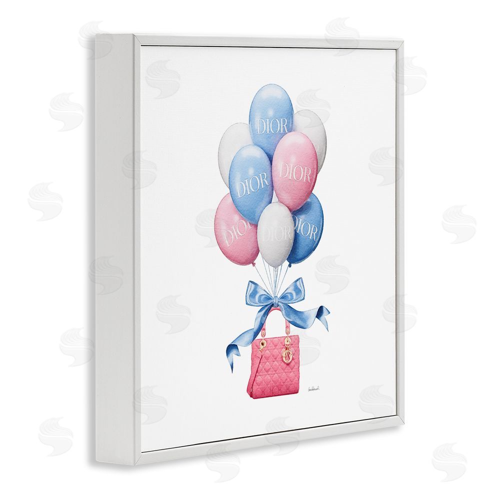 Amanda Greenwood Pink & Blue Handbag Balloons White Framed Giclee Wall Art Print