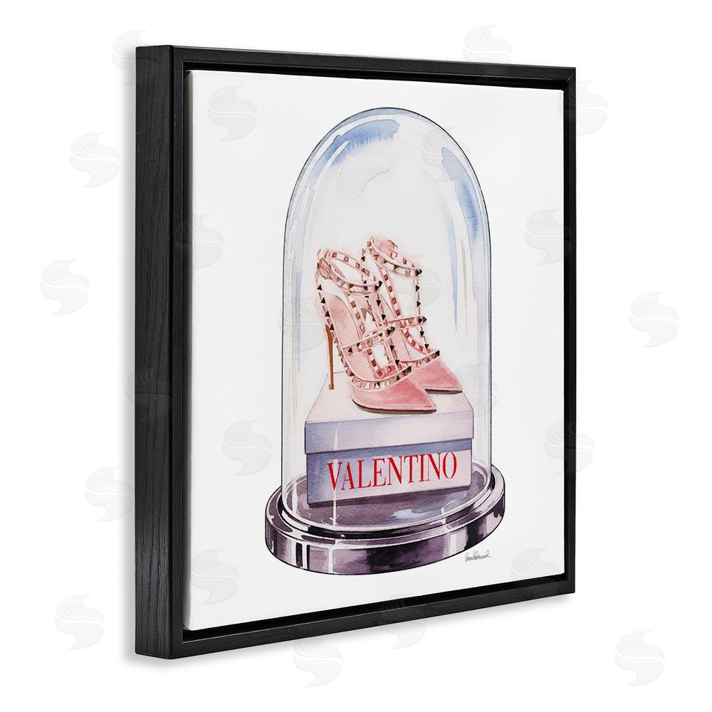 Amanda Greenwood Pink Heels in Bell Jar Black Floating Frame Canvas Wall Art Print
