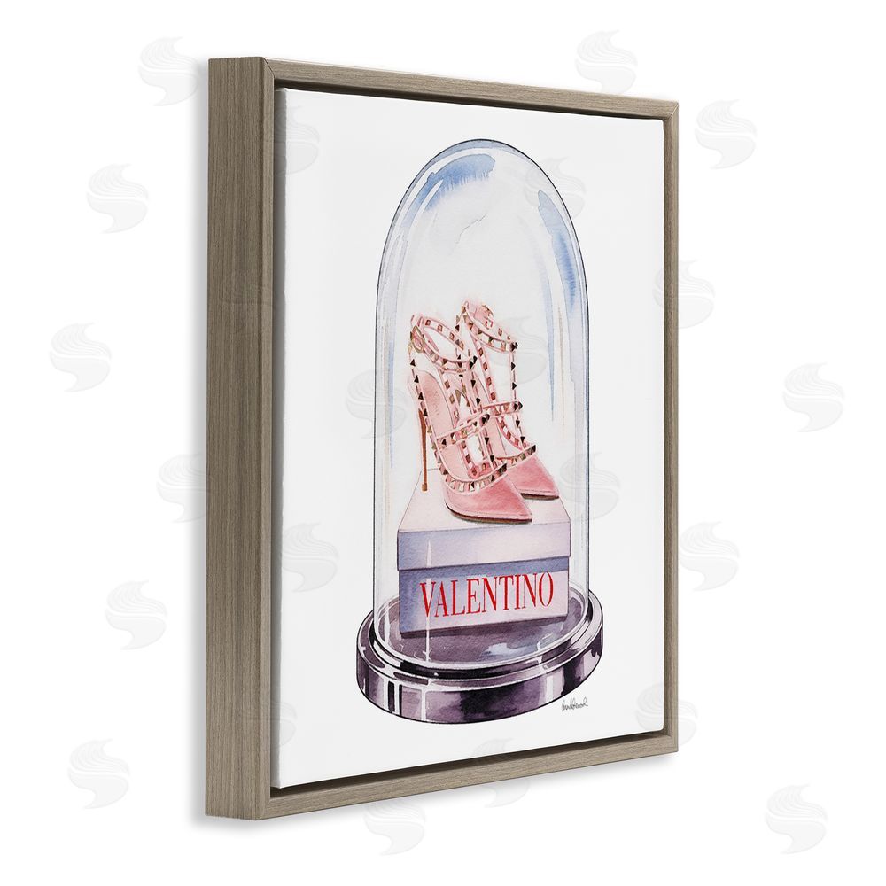 Amanda Greenwood Pink Heels in Bell Jar Brown Floating Frame Canvas Wall Art Print