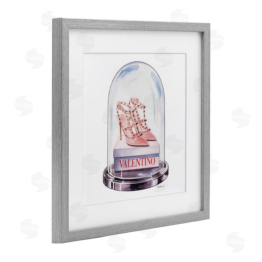 Amanda Greenwood Pink Heels in Bell Jar Gray Framed Print Under Glass Wall Art