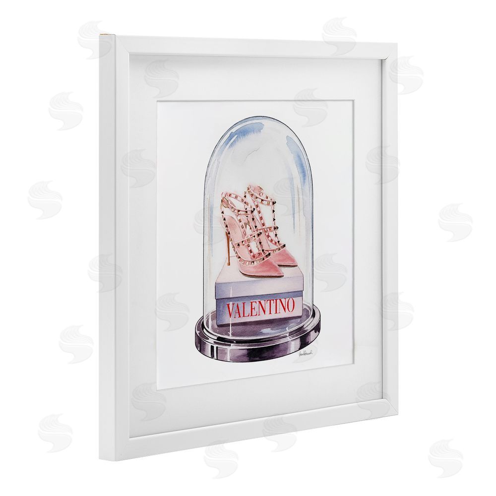 Amanda Greenwood Pink Heels in Bell Jar White Framed Print Under Glass Wall Art