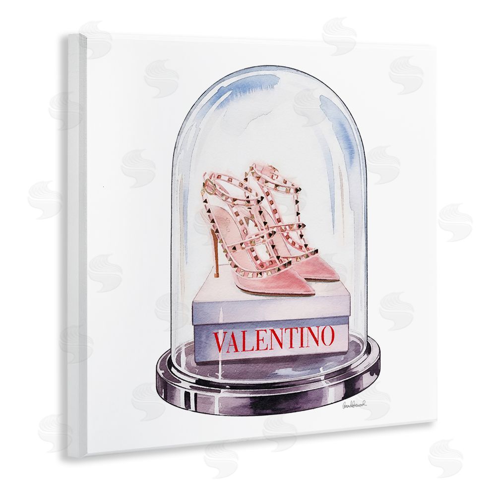 Amanda Greenwood Pink Heels in Bell Jar Wooden Wall Plaque Art Print