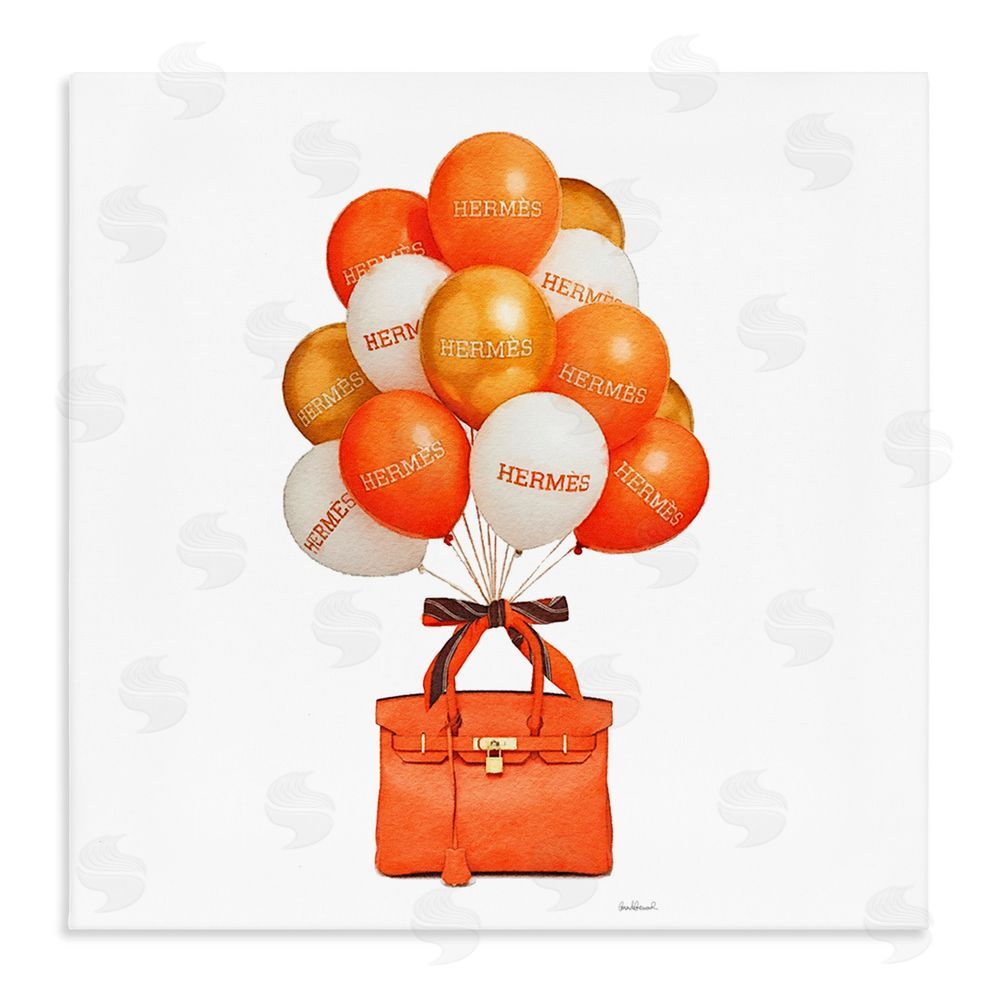 Amanda Greenwood Orange Handbag & Balloons Stretched Canvas Wall Art Print