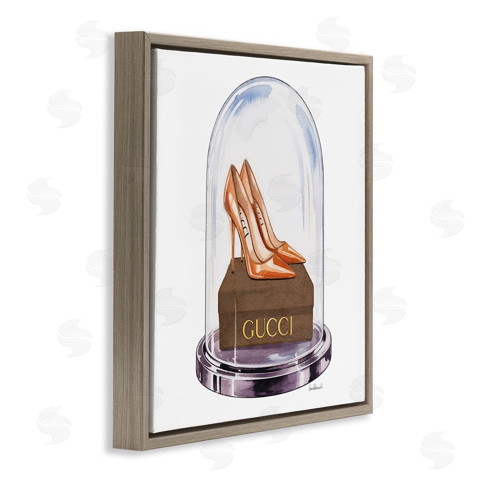 Amanda Greenwood Satin Heels in Bell Jar Brown Floating Frame Canvas Wall Art Print