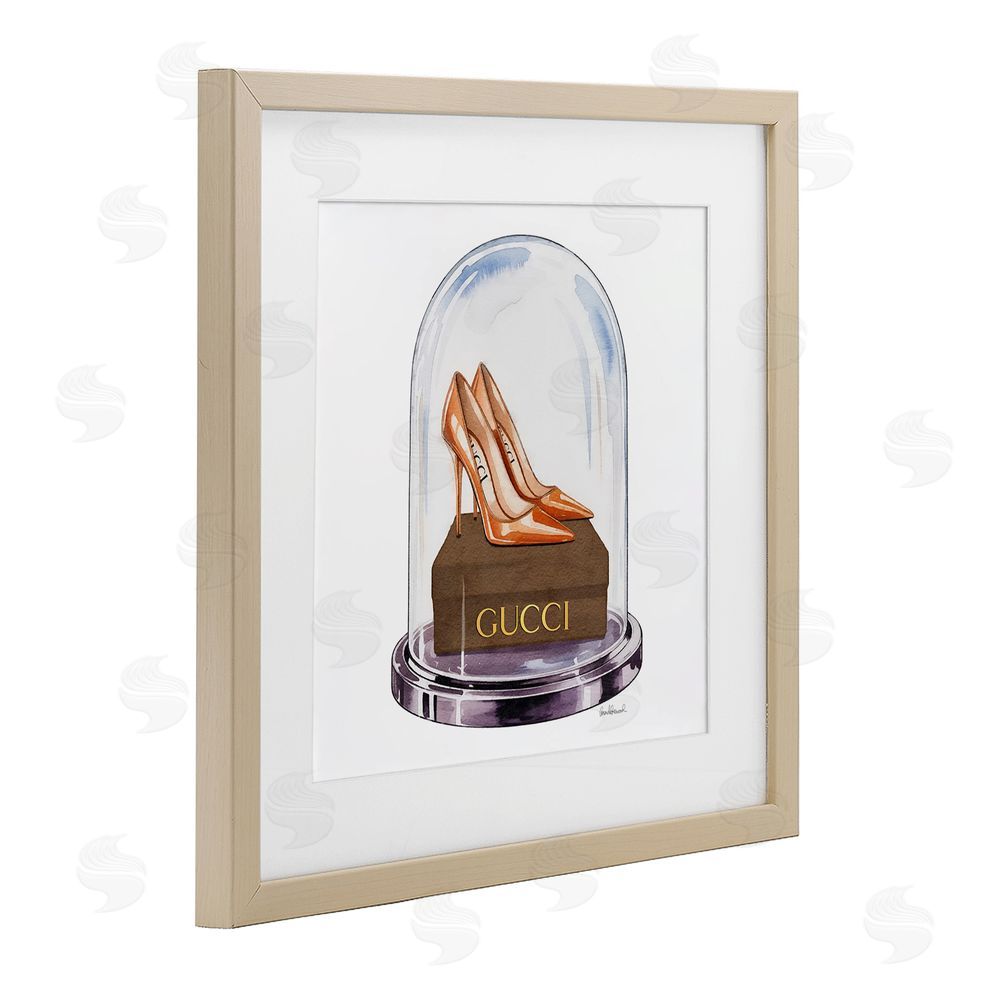 Amanda Greenwood Satin Heels in Bell Jar Brown Framed Print Under Glass Wall Art