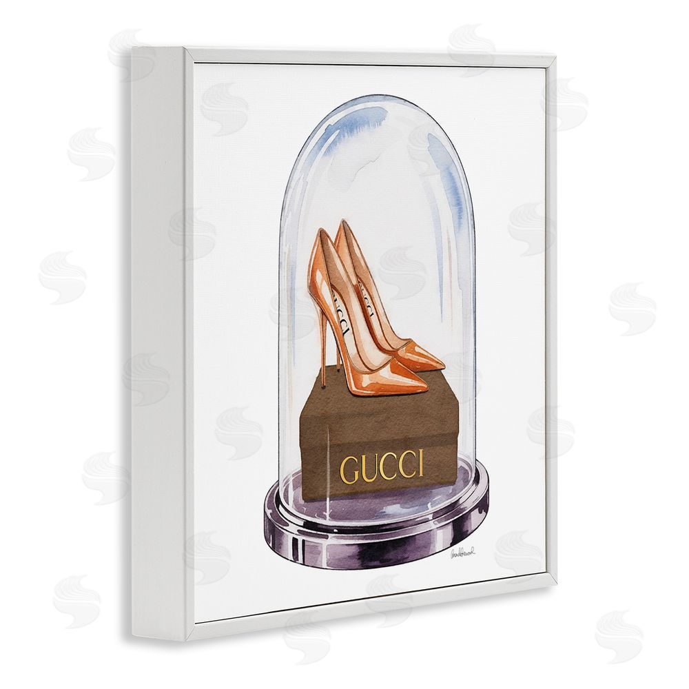 Amanda Greenwood Satin Heels in Bell Jar White Framed Giclee Wall Art Print