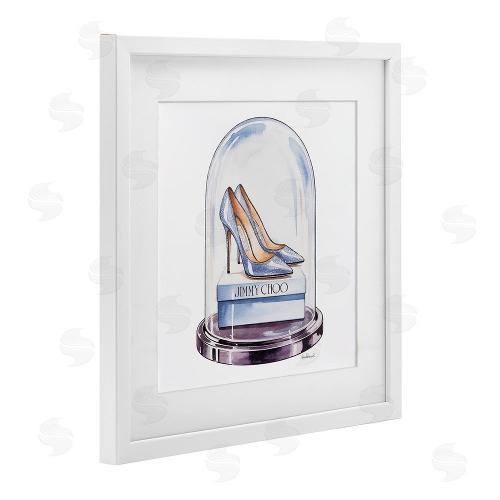 Amanda Greenwood Elegant Shoes in Bell Jar White Framed Print Under Glass Wall Art
