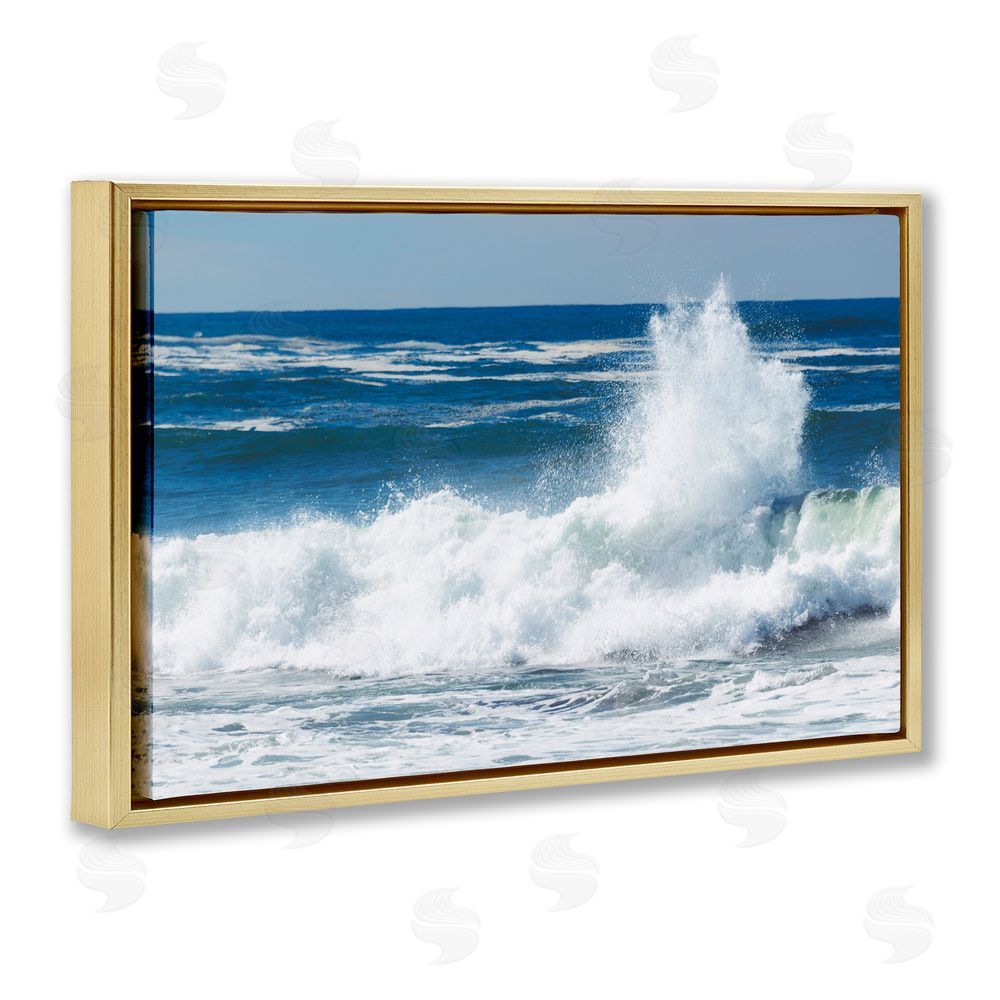 JLM Photographs Crashing Waves Splash Gold Floating Frame Canvas Wall Art Print