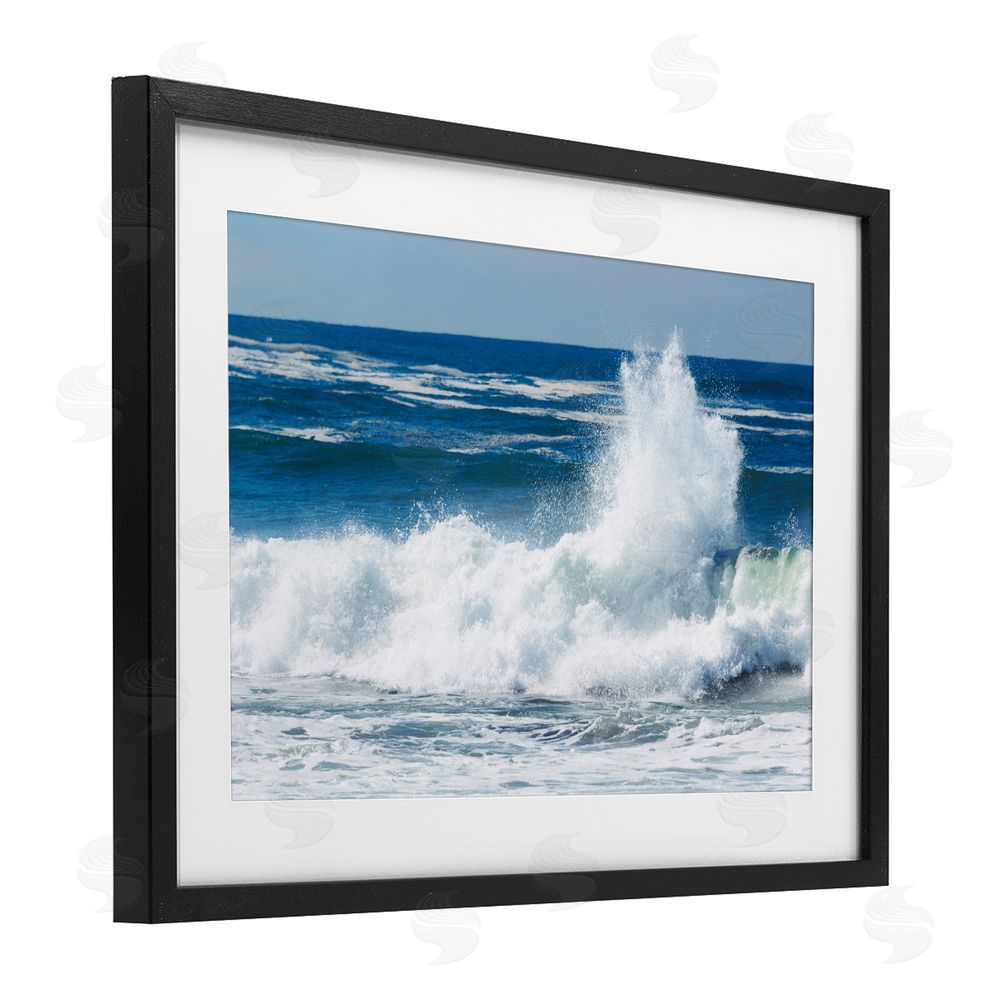 JLM Photographs Crashing Waves Splash Black Framed Print Under Glass Wall Art