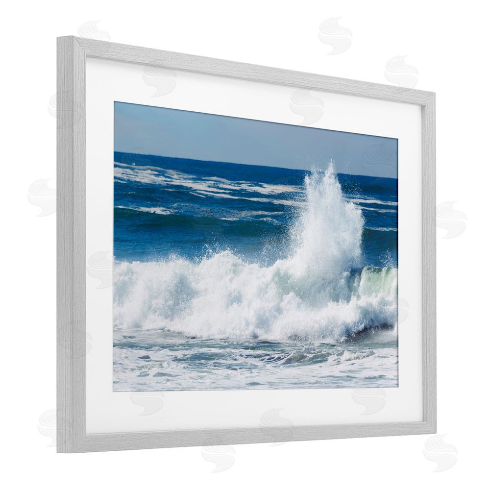 JLM Photographs Crashing Waves Splash Gray Framed Print Under Glass Wall Art