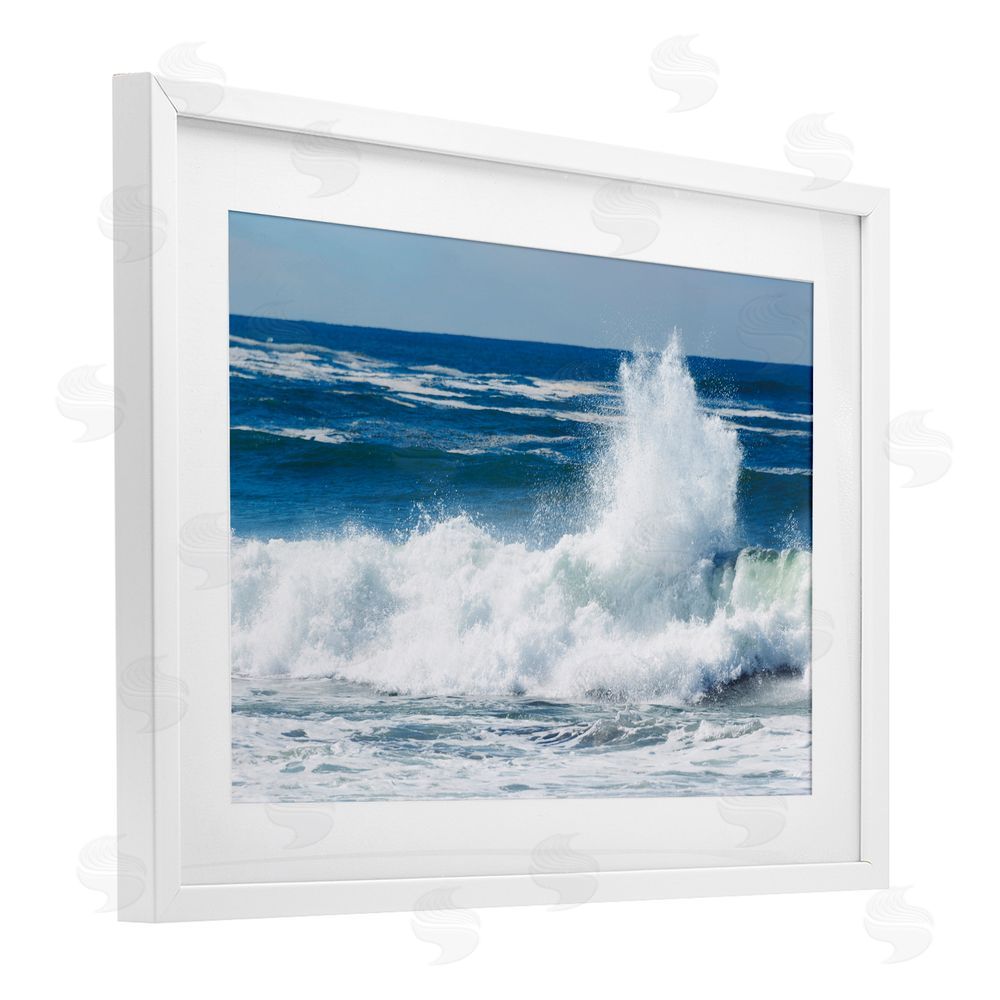 JLM Photographs Crashing Waves Splash White Framed Print Under Glass Wall Art
