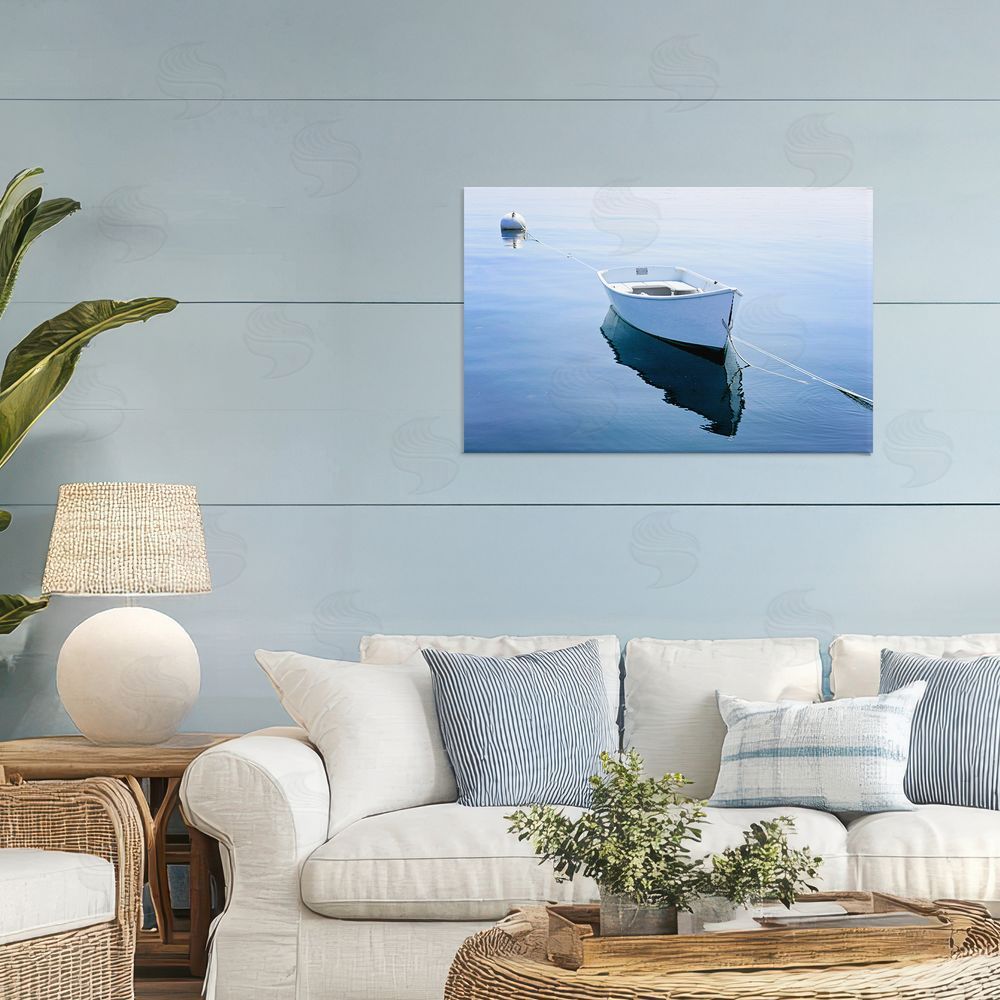 JLM Photographs Boat Tied to Dock Stretched Canvas Wall Art in Room