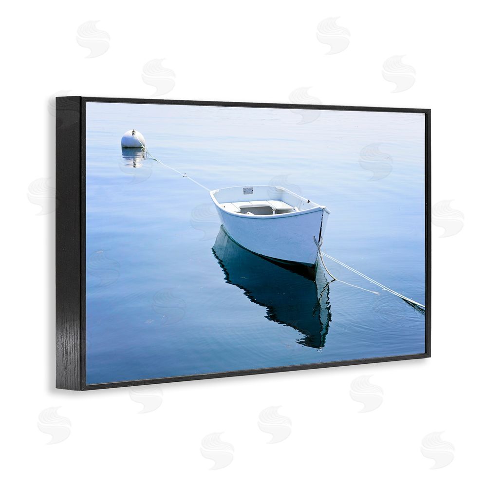 JLM Photographs Boat Tied to Dock Black Framed Giclee Wall Art Print