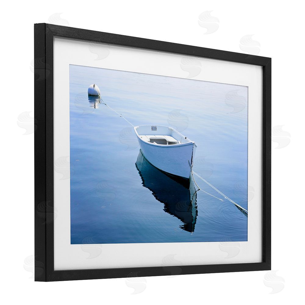 JLM Photographs Boat Tied to Dock Black Framed Print Under Glass Wall Art