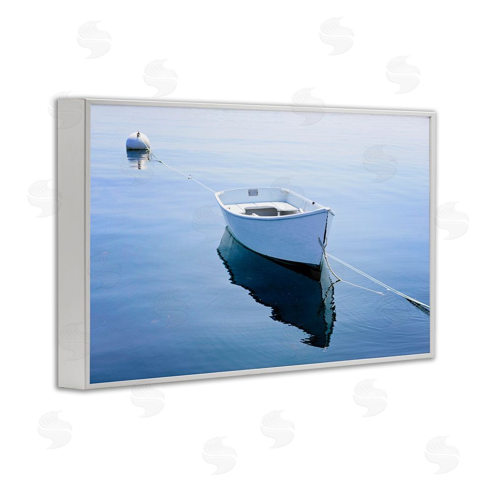 JLM Photographs Boat Tied to Dock White Framed Giclee Wall Art Print
