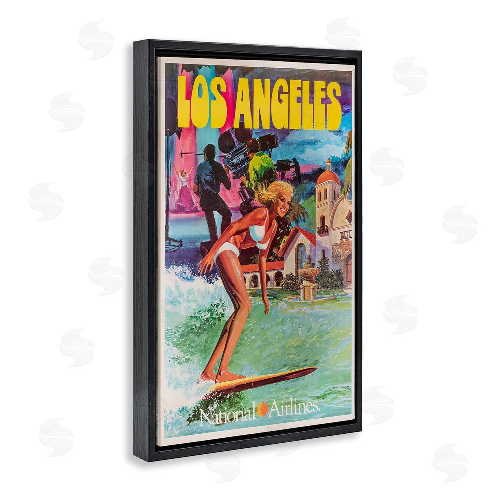 Vintage Posters Vintage Los Angeles Travel Black Floating Frame Canvas Wall Art Print