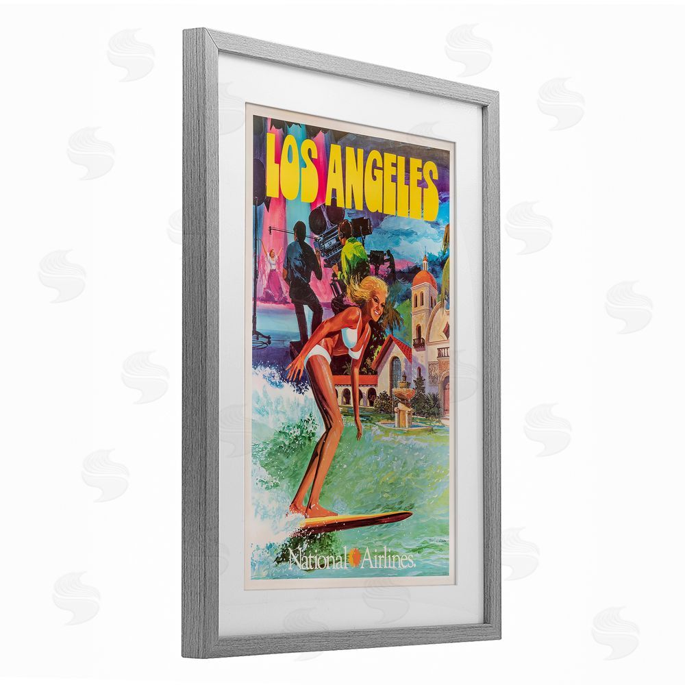 Vintage Posters Vintage Los Angeles Travel Gray Framed Print Under Glass Wall Art