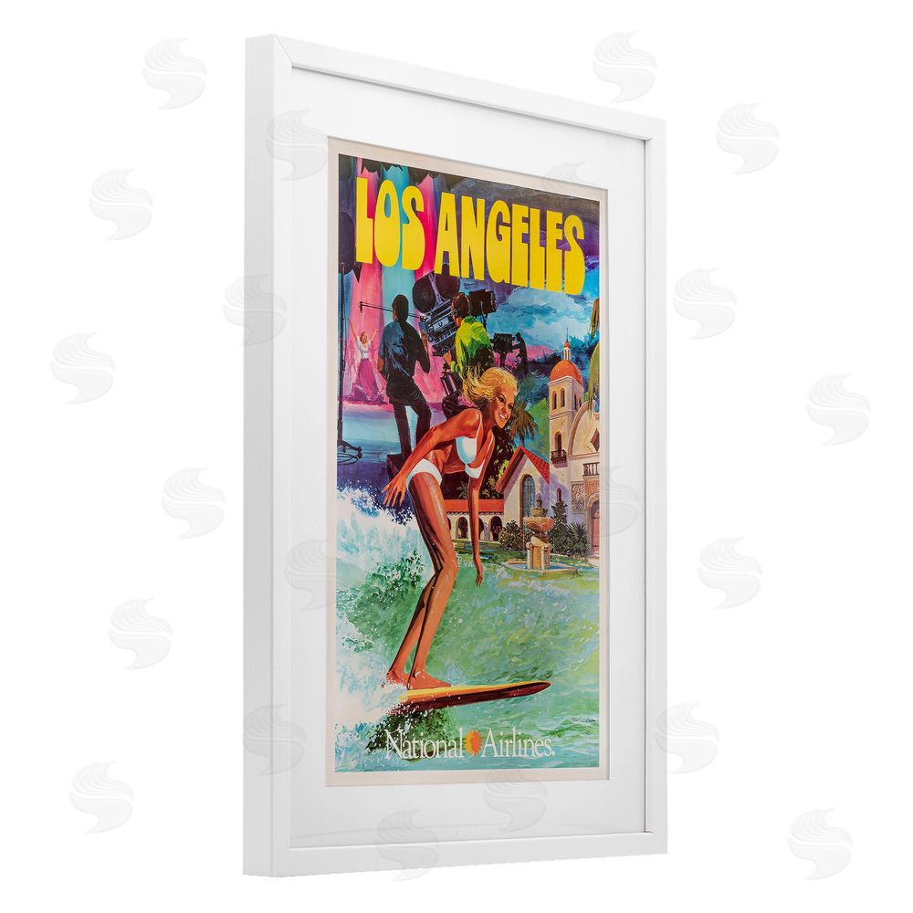 Vintage Posters Vintage Los Angeles Travel White Framed Print Under Glass Wall Art